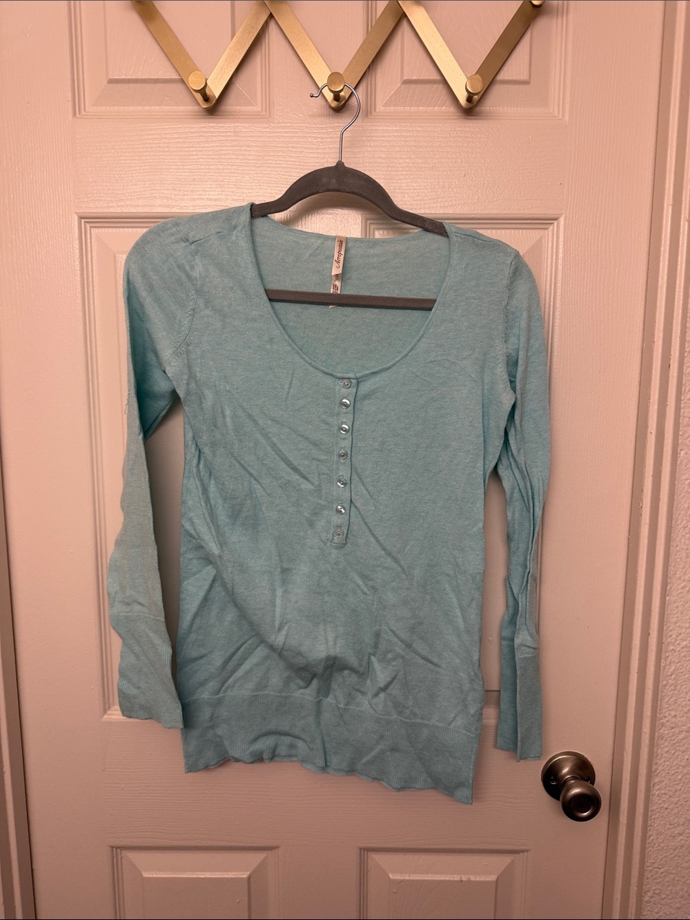 Y2k aeropostaleLight Blue Long-Sleeve Henley Top